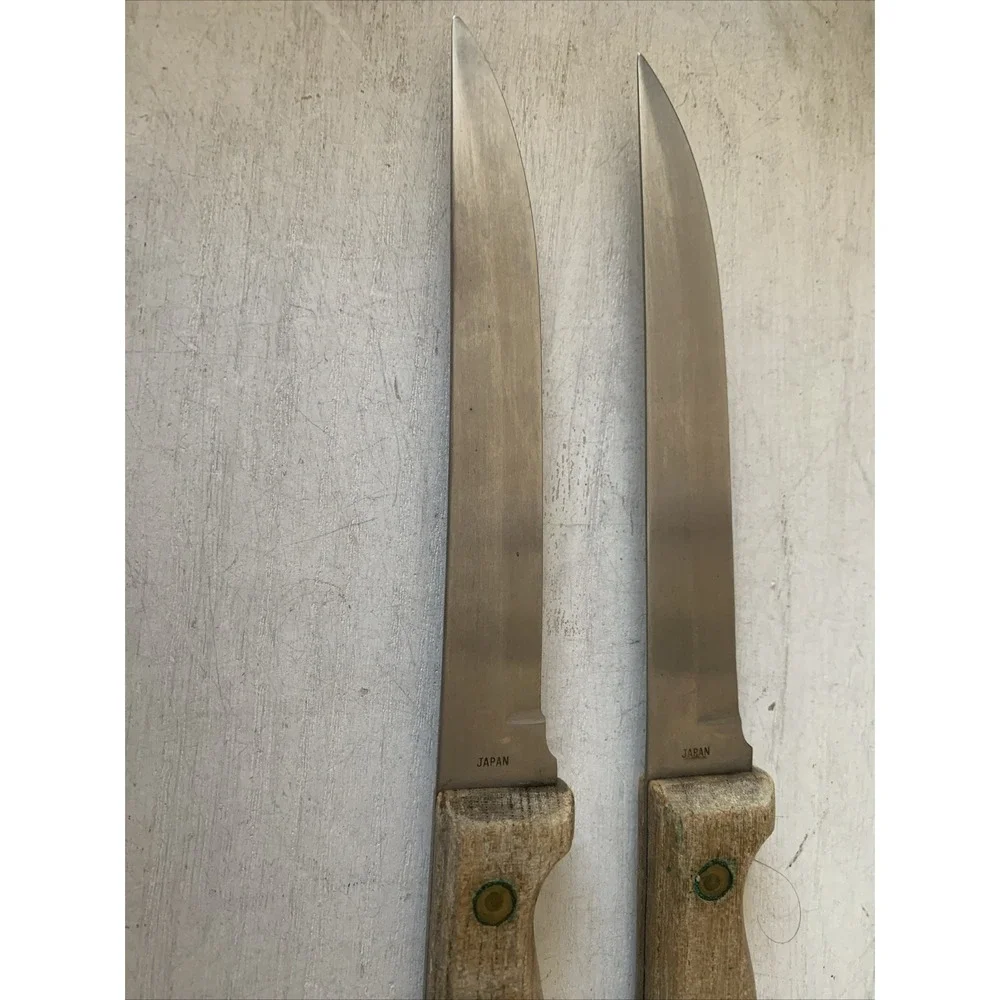 Vintage Carvel Hall Steak‎ Knives Set of 2 Hi-Stainless Steel Japan Wood Handle